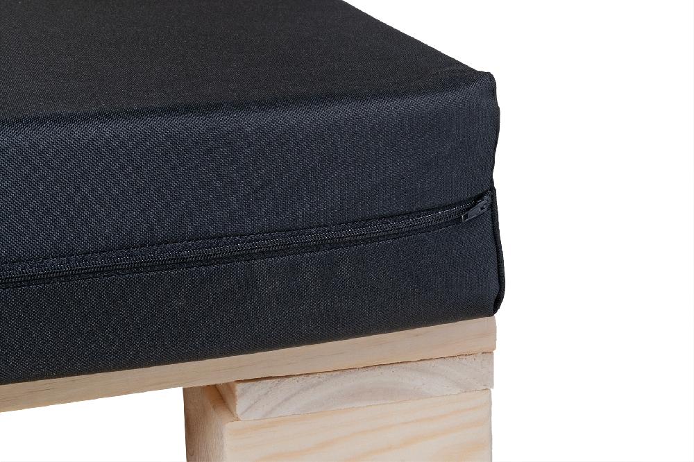 CONJUNTO SOFA DE PALETS + COJINES DE TEJIDO IMPERMEABLE (ASIENTO + RESPALDO) - 100X60cm En COLOR NEGRO