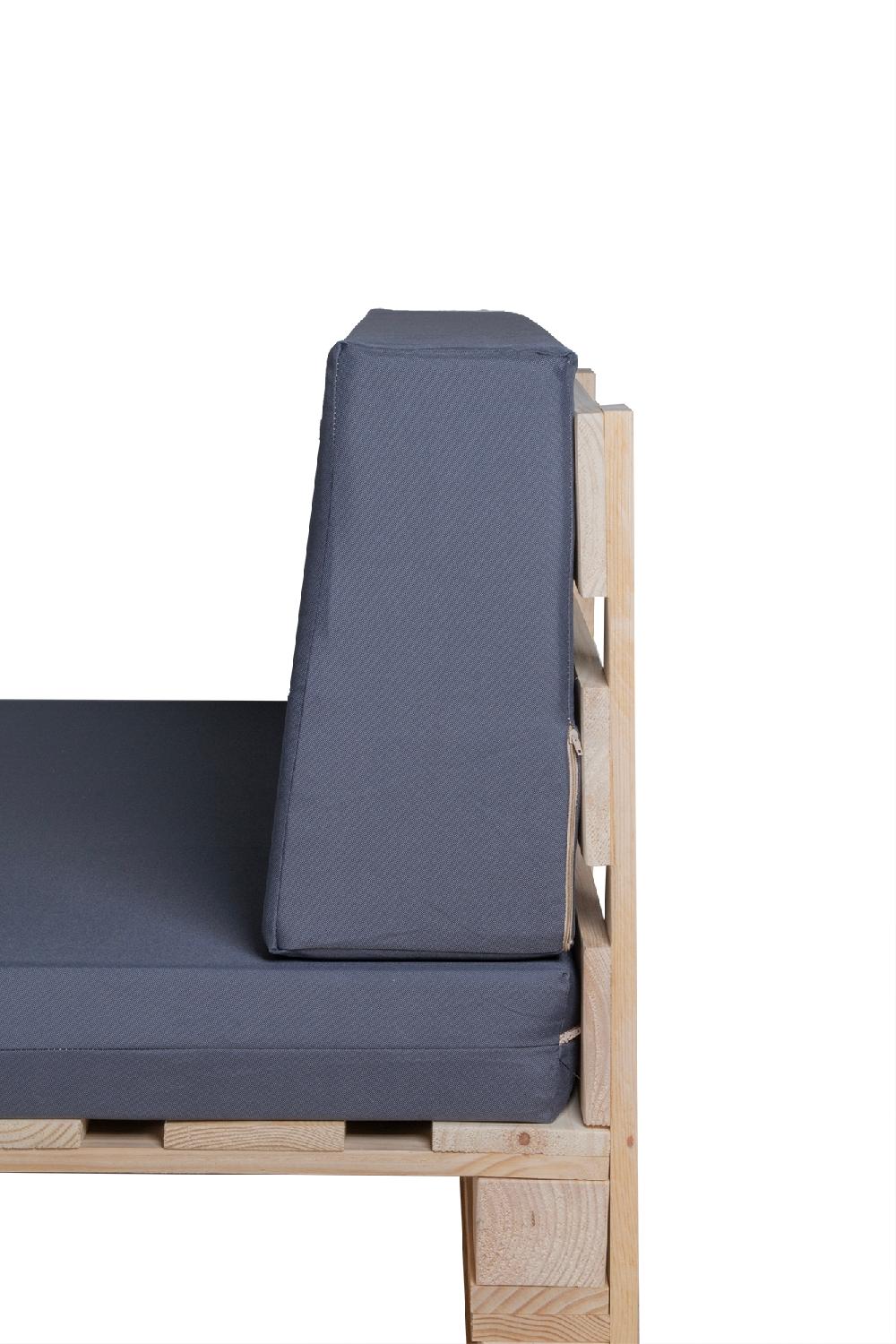 CONJUNTO SOFA DE PALETS + COJINES DE TEJIDO IMPERMEABLE (ASIENTO + RESPALDO) - 100X60cm En COLOR GRIS