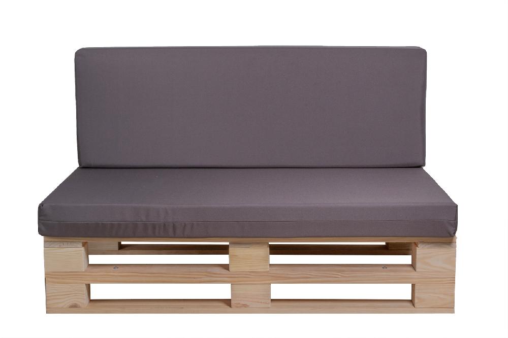 CONJUNTO SOFA DE PALETS + COJINES DE TEJIDO IMPERMEABLE (ASIENTO + RESPALDO) - 100X60cm En COLOR CAQUI