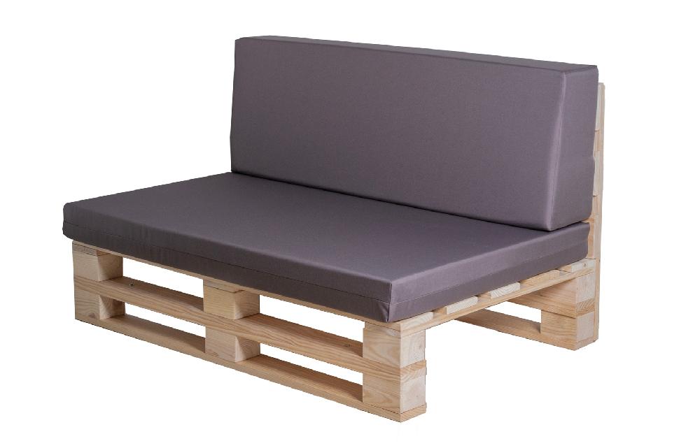 CONJUNTO SOFA DE PALETS + COJINES DE TEJIDO IMPERMEABLE (ASIENTO + RESPALDO) - 100X60cm en COLOR CAQUI