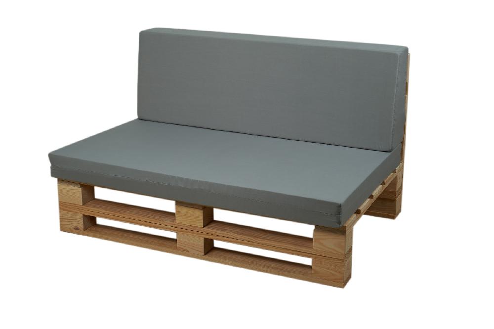CONJUNTO SOFA DE PALETS + COJINES DE TEJIDO MICROFIBRA (ASIENTO + RESPALDO) - 100X60cm en COLOR GRIS