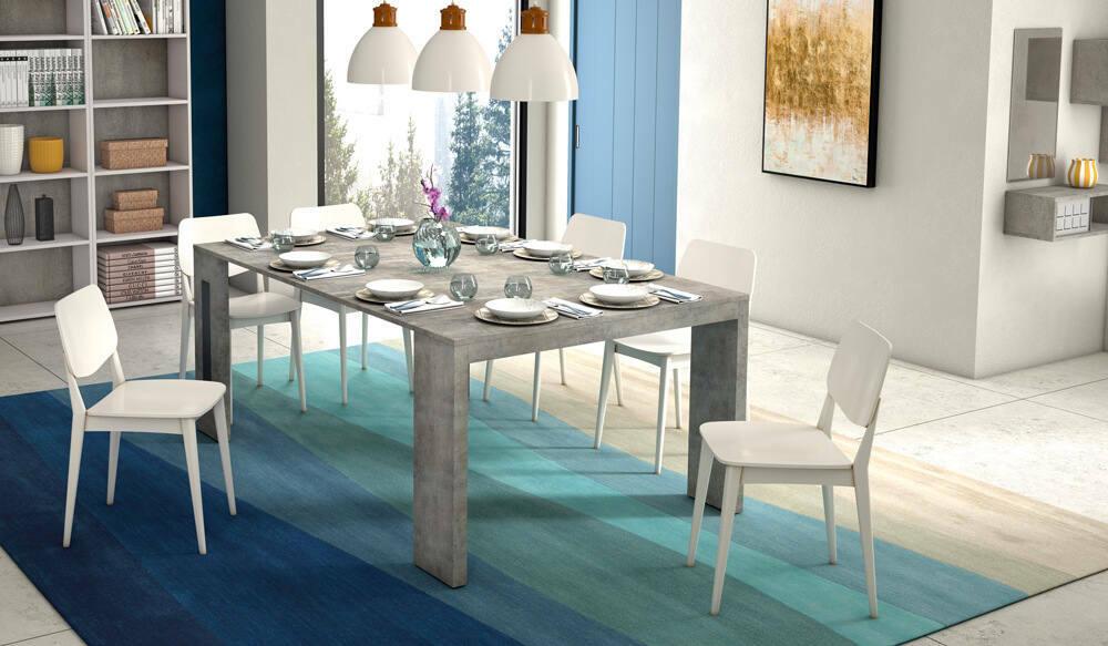 Consola Extensible Akam Mesa De Comedor Extensible Consola Multiusos Con Extensiones 100% Made In Italy 186x80h76 Cm Cemento