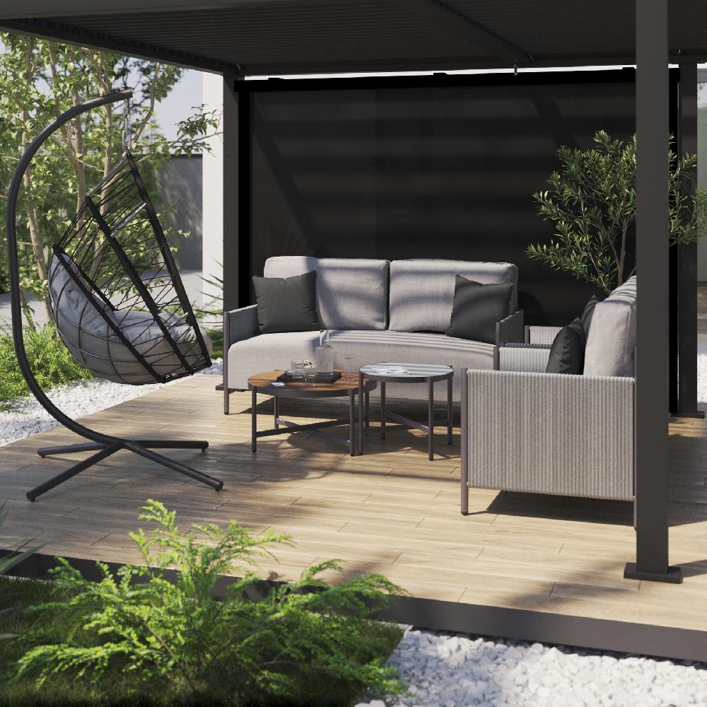 Cortina para pérgola NATERIAL Bioclimática de textileno gris 210x290cm