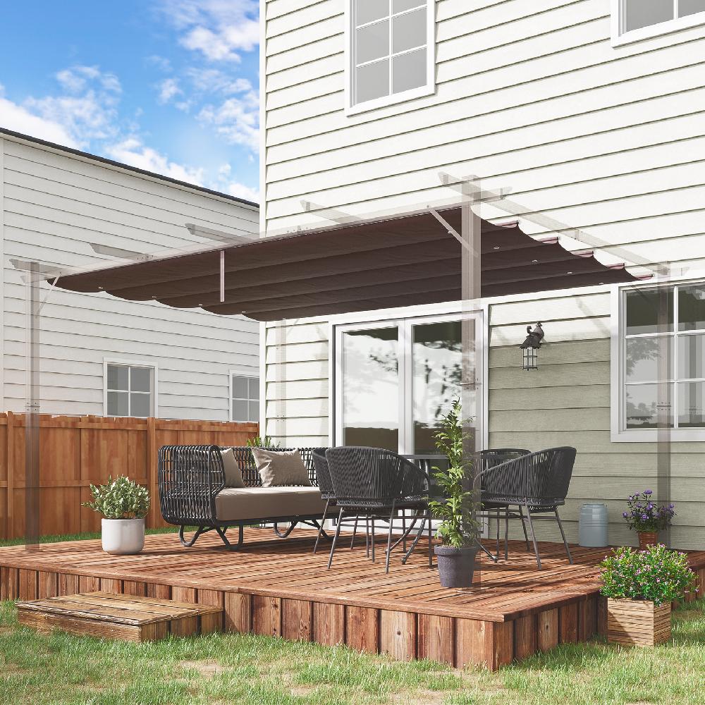 Cubierta Para Pérgola OUTSUNNY Tela Poliéster Café 350x260x6 Cm 84C-372V01CF