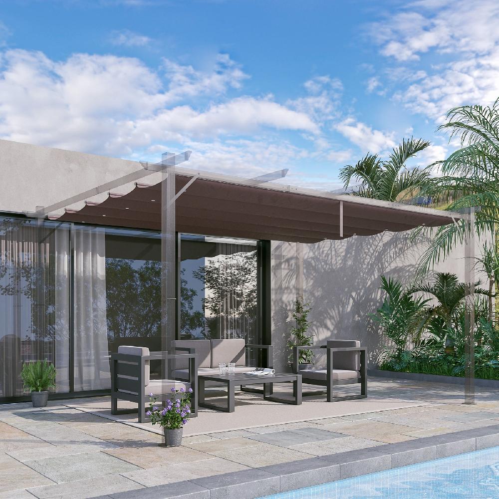 Cubierta Para Pérgola OUTSUNNY Tela Poliéster Café 350x260x6 Cm 84C-372V01CF