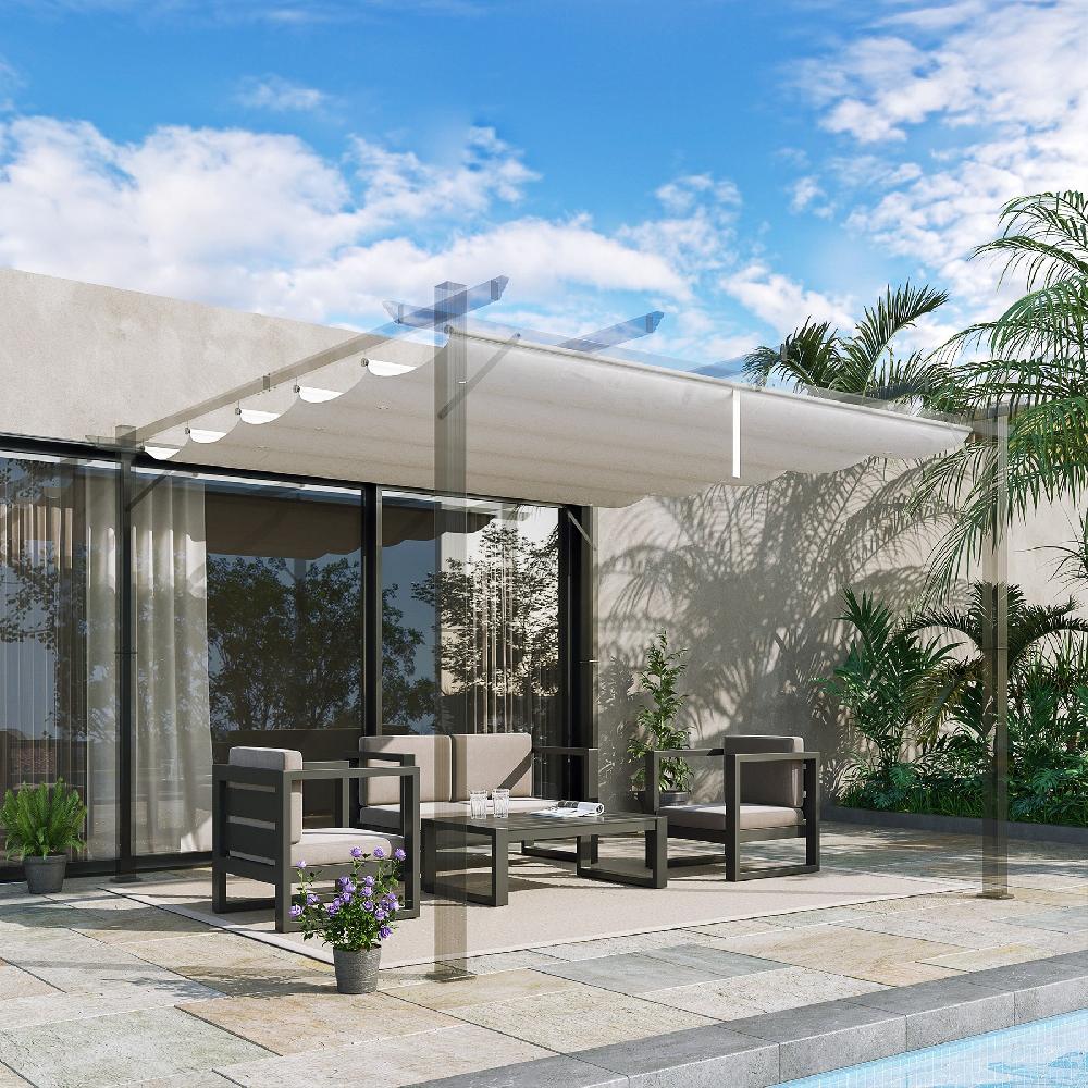 Cubierta Para Pérgola OUTSUNNY Tela Poliéster Crema 250x255x6 Cm 84C-372V00CW