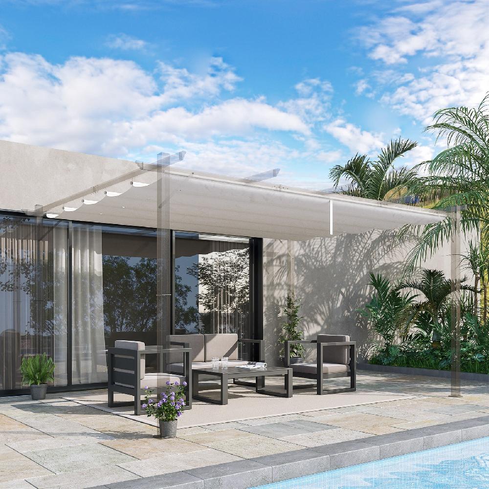 Cubierta Para Pérgola OUTSUNNY Tela Poliéster Crema 350x260x6 Cm 84C-372V01CW