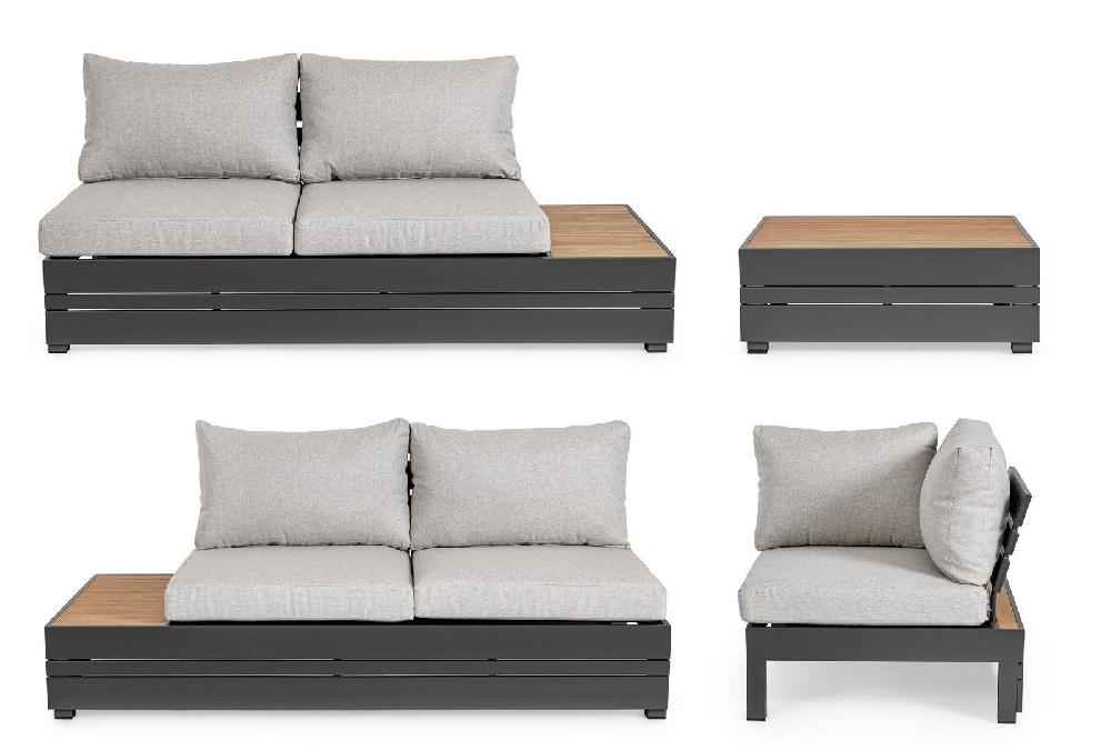 Decorspace Salón De Esquina Con Mesa De Centro 'Osten' Estructura De Aluminio Para Patio Y Jardín