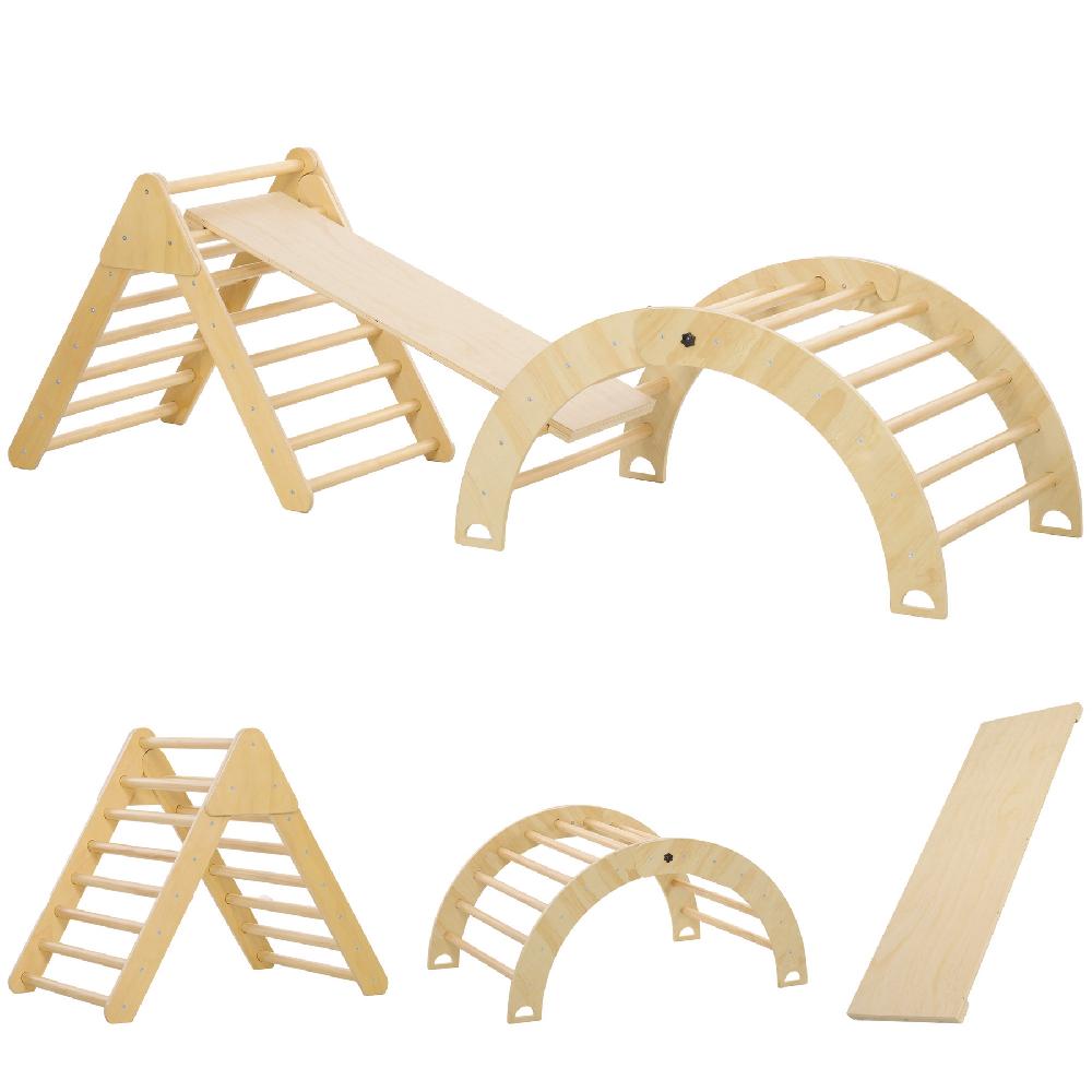 Escalador para Niños AIYAPLAY Tablero Multicapa de Pino Madera Natural 219x72.5x68.5 cm 331-059V00ND