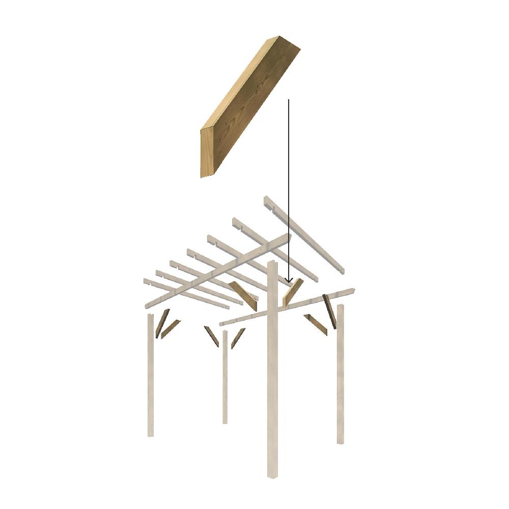 Escuadra de madera maciza 9x4x50 cm para pérgola