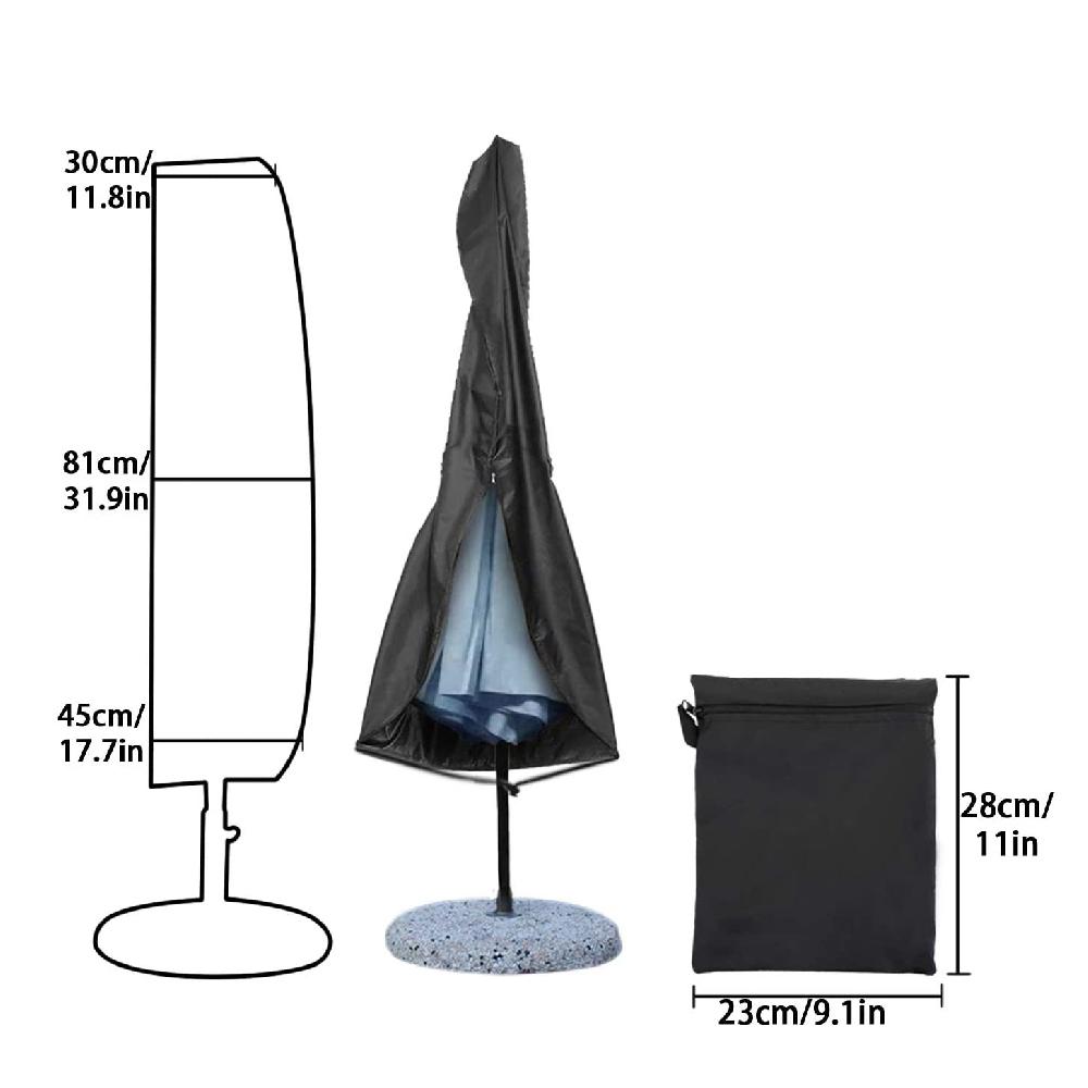 Funda Para Sombrilla De Exterior Impermeable Y Resistente Al Polvo Tela Oxford 420d Exterior Negro E Interior Plateado 280*(30*81*45) CM