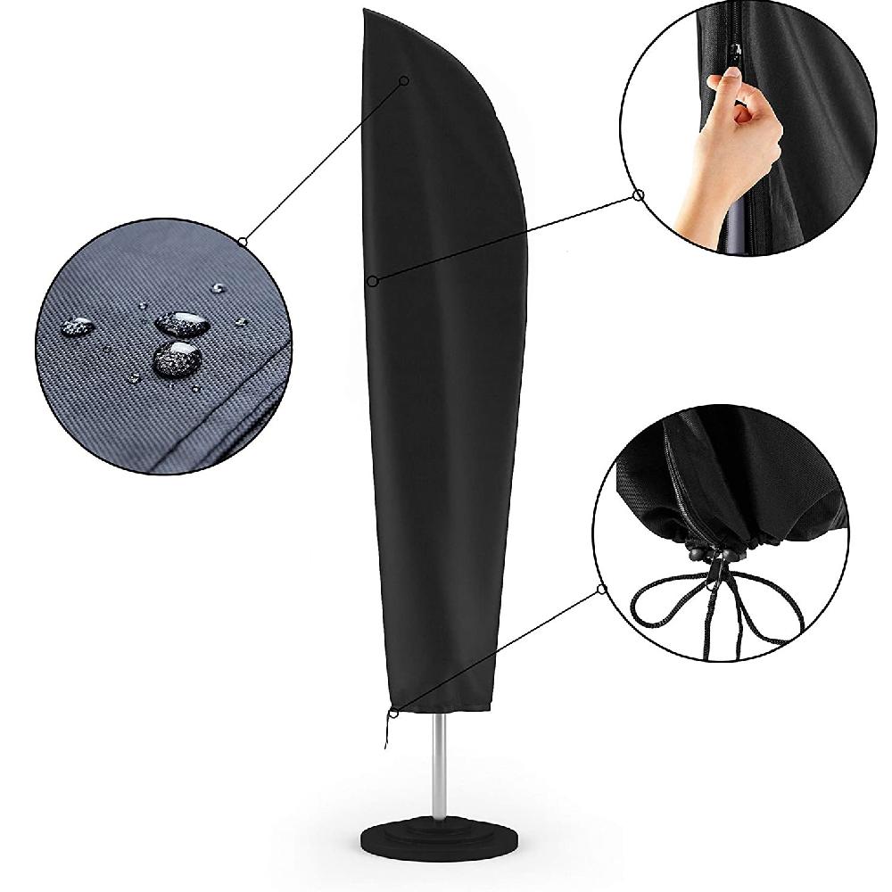 Funda Para Sombrilla De Exterior Impermeable Y Resistente Al Polvo Tela Oxford 420d Exterior Negro E Interior Plateado 280*(30*81*45) CM
