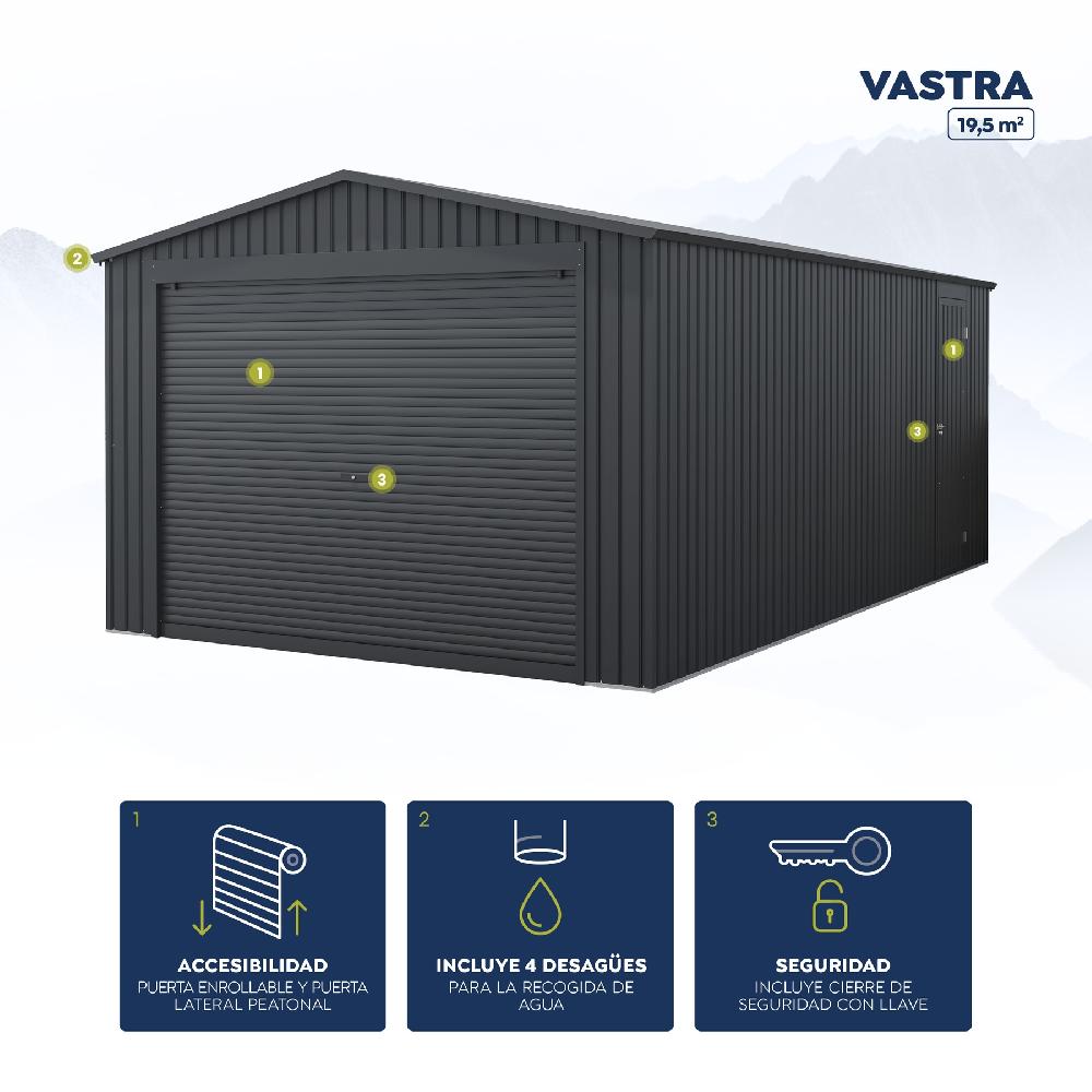 Garaje De Acero Vastra 19 5 M² Para 1 Coche De 338 X 243 X 576 Cm