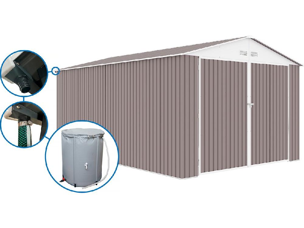 Garaje metálico - 18 56 m² con canalón y depósito recuperador de agua