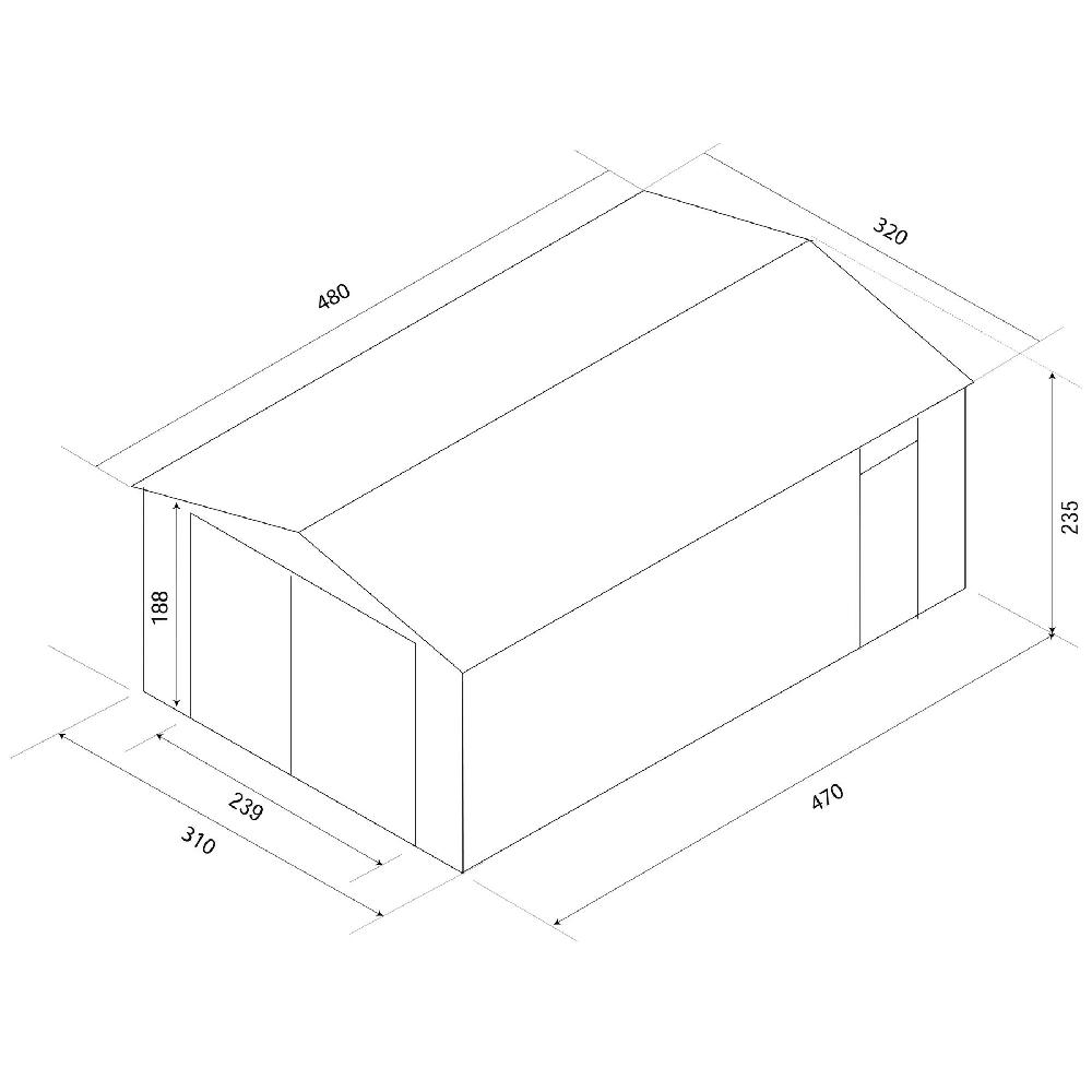 Garaje metálico Durham gris para 1 coche de 15 36 m² de 320x198x480 cm