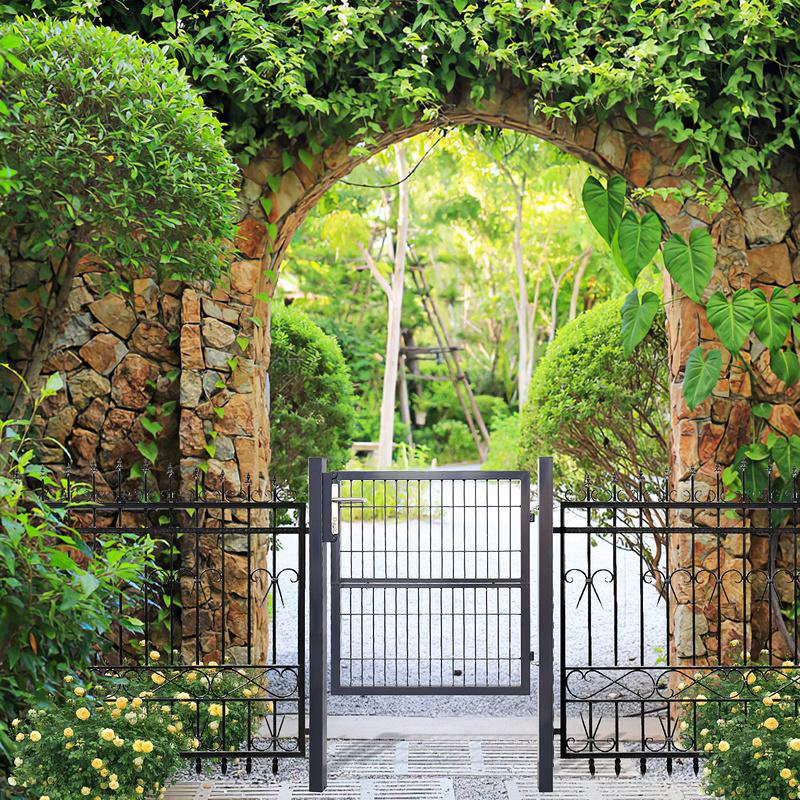 Garden Gate 100 X 100 Cm Con Bloqueo De Malla De Metal - Gris