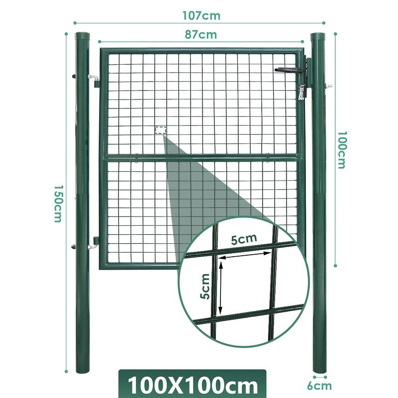 Garden Gate 100 X 100 Cm Con Bloqueo De Malla De Metal - Verde