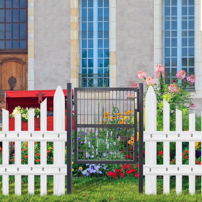 Garden Gate 120 X 100 Cm Con Bloqueo De Malla De Metal - Gris