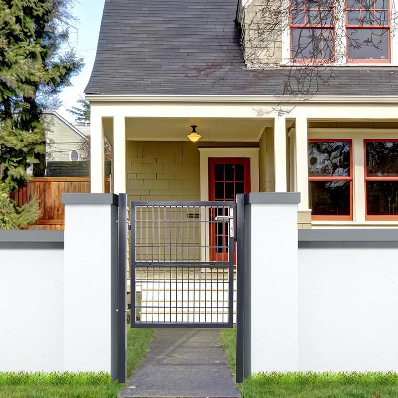 Garden Gate 120 X 100 Cm Con Bloqueo De Malla De Metal - Gris