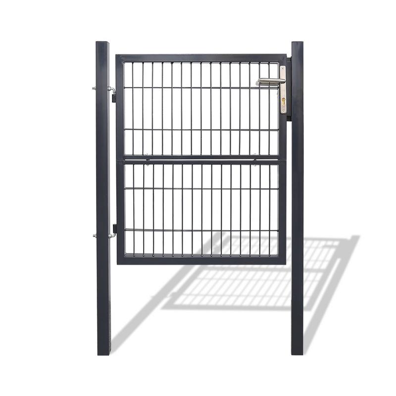 Garden Gate 120 x 100 cm con bloqueo de malla de metal - Gris