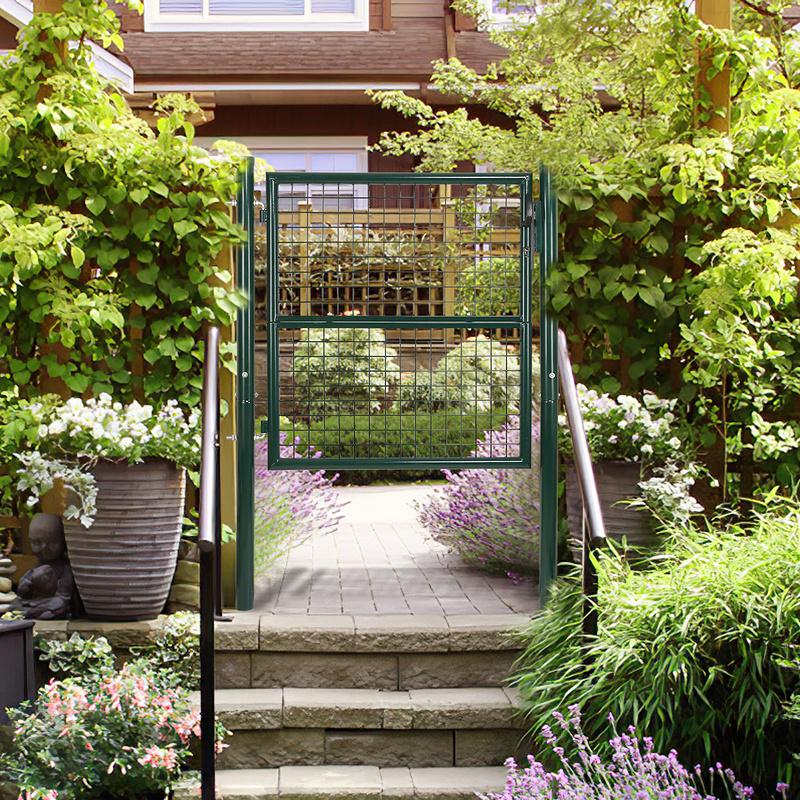 Garden Gate 150 X 100 Cm Con Bloqueo De Malla De Metal - Verde