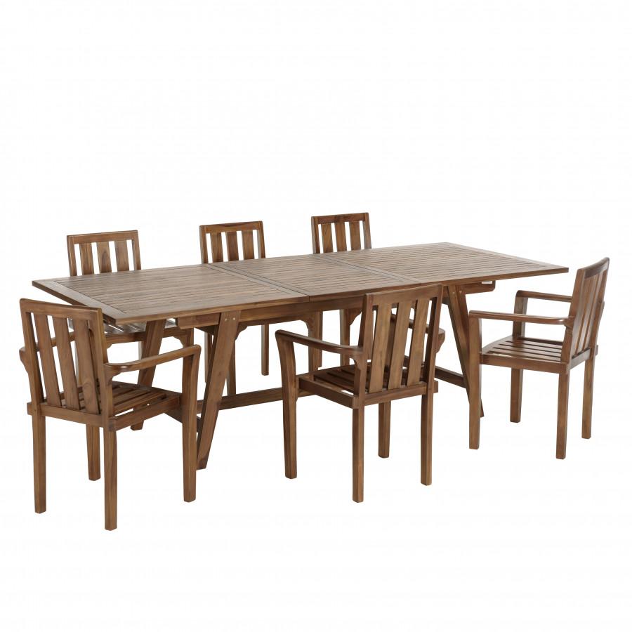 HANNA - Conjunto De Muebles De Jardín De Teca Aceitada Para 8/10 Personas