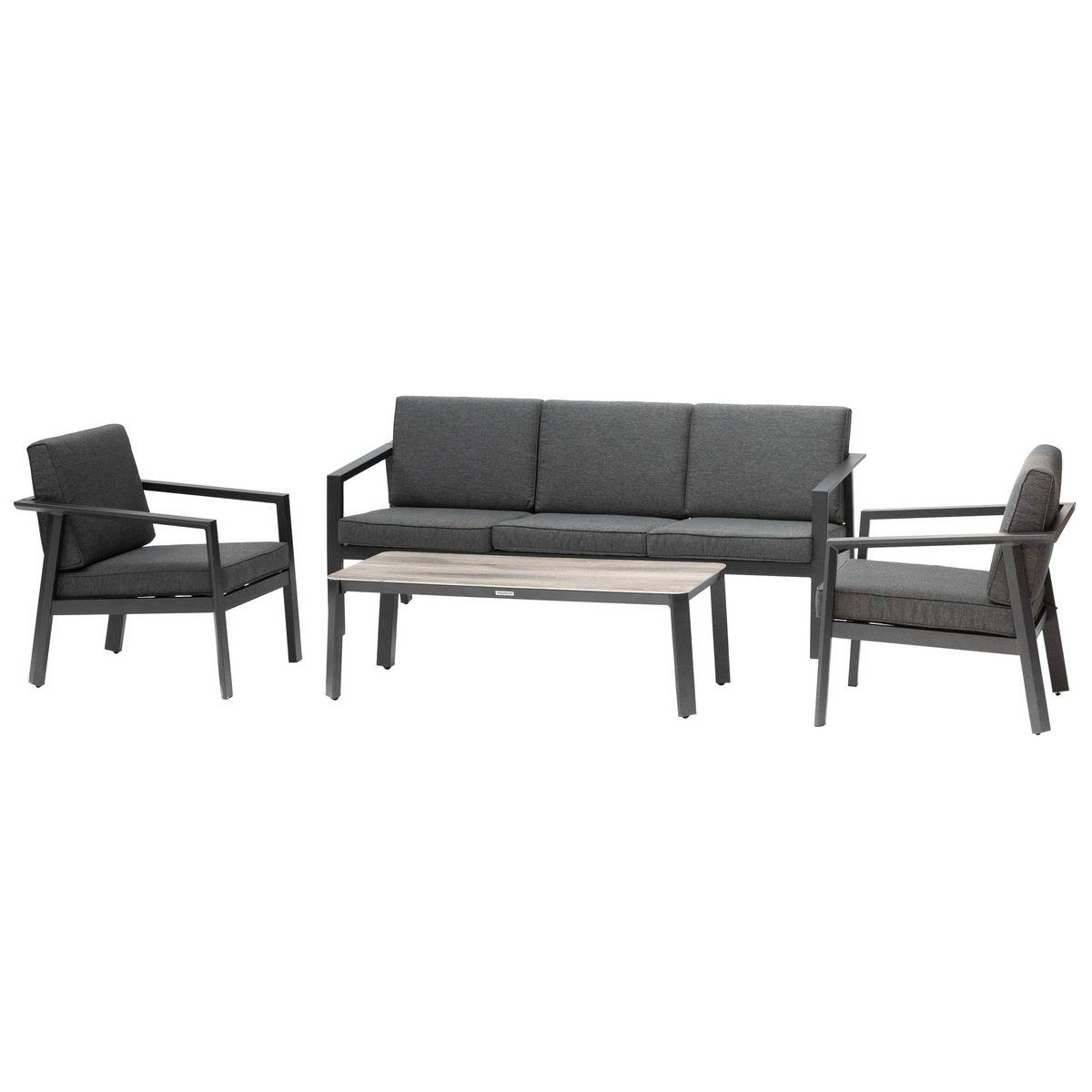 Hespéride - Conjunto de muebles de jardín Pavane gris grafito - 5 asientos