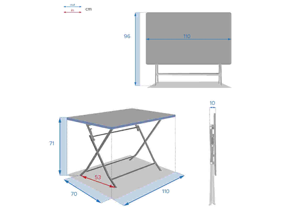 Hespéride - Mesa De Jardín Rectangular Plegable "greensboro" - Barro - 4 Plazas