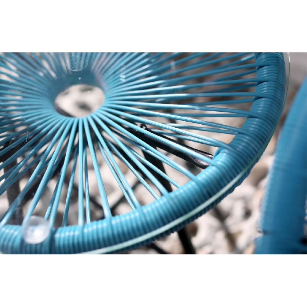 Juego De 2 Sillones Huevo + Mesa De Centro Azul ACAPULCO