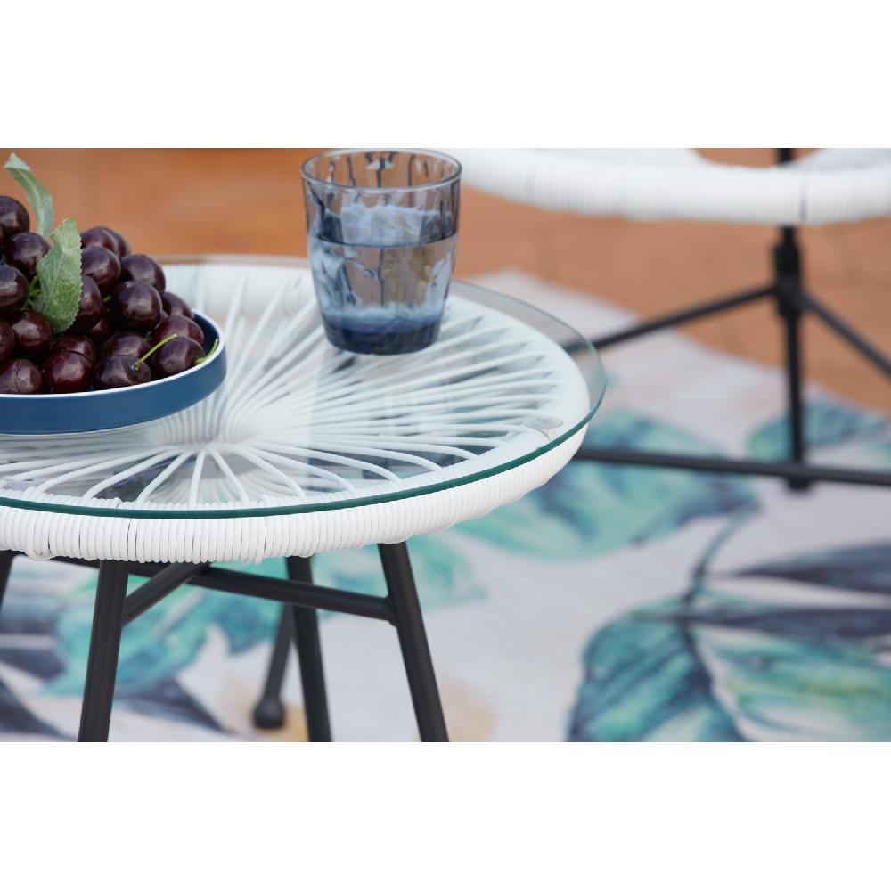 Juego De 2 Sillones Huevo + Mesa De Centro Blanco ACAPULCO