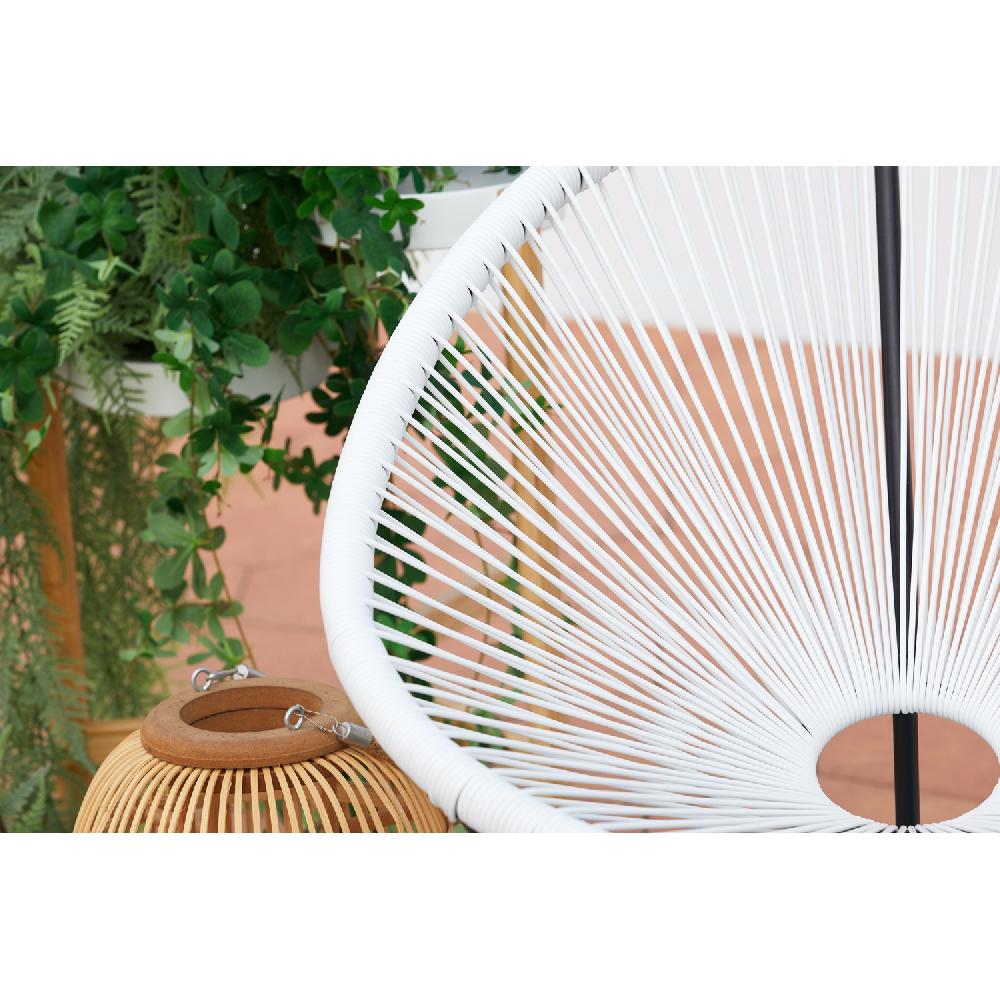 Juego De 2 Sillones Huevo + Mesa De Centro Blanco ACAPULCO