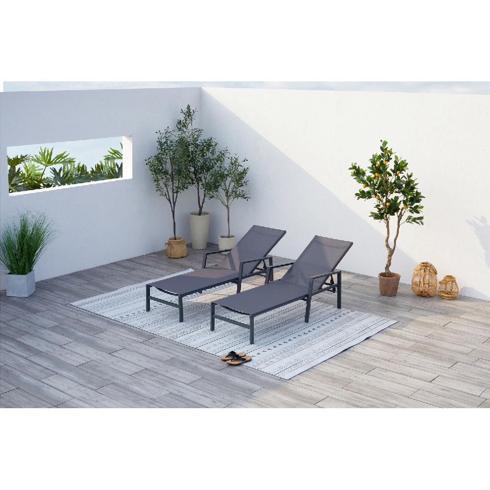 Juego De 2 Tumbonas Gris Oscuro BARI
