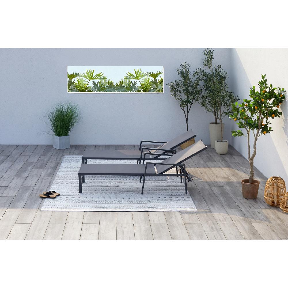 Juego De 2 Tumbonas Gris Oscuro BARI