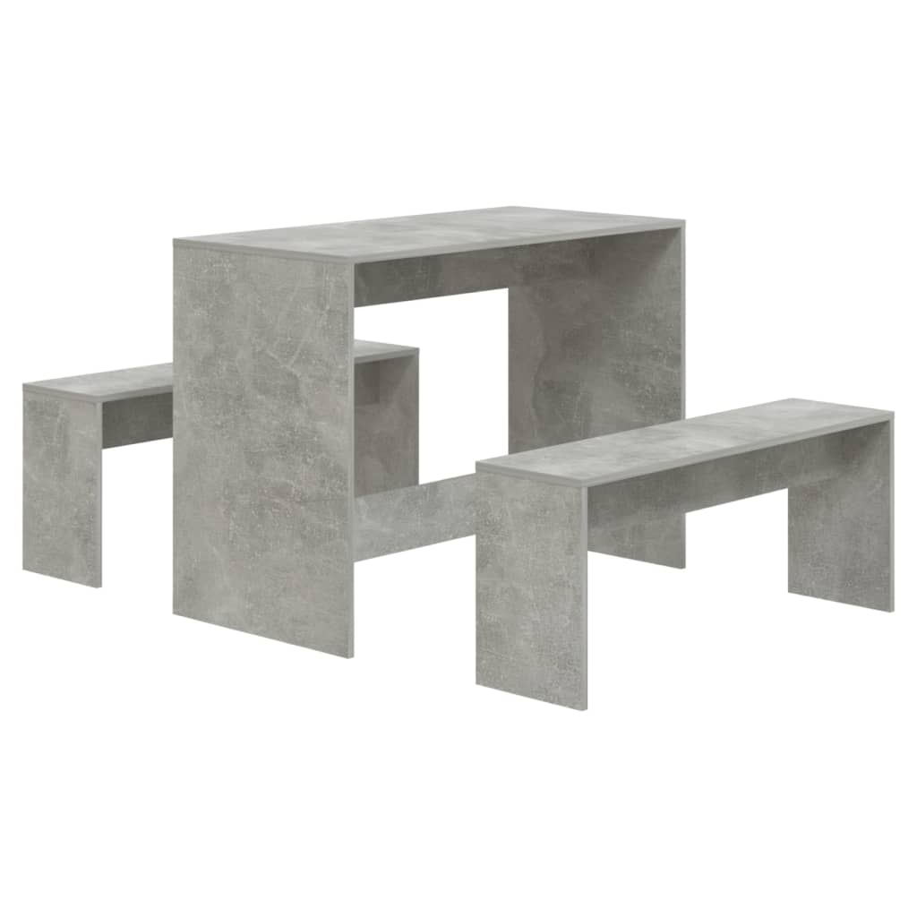 Juego De Comedor 3 Piezas Conjunto De Comedor De Exterior Conjunto De Jardín Madera Contrachapada Gris Hormigón CFW307919