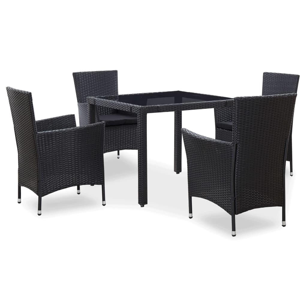 Juego de comedor de exterior 5 piezas ratán resina negro vidaXL