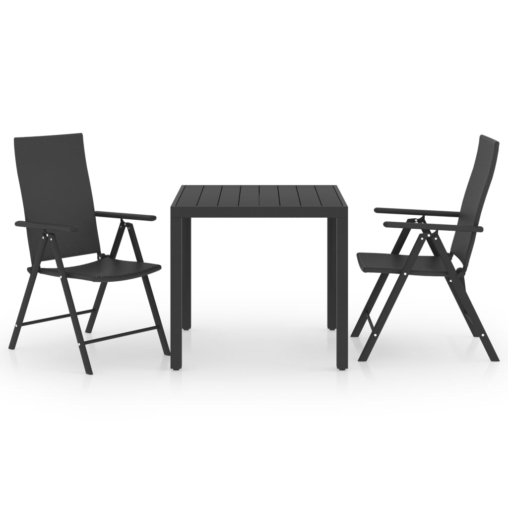 Juego De Comedor De Jardín 3 Piezas | Conjunto De Jardín | Muebles De Jardín Negro CFW75729