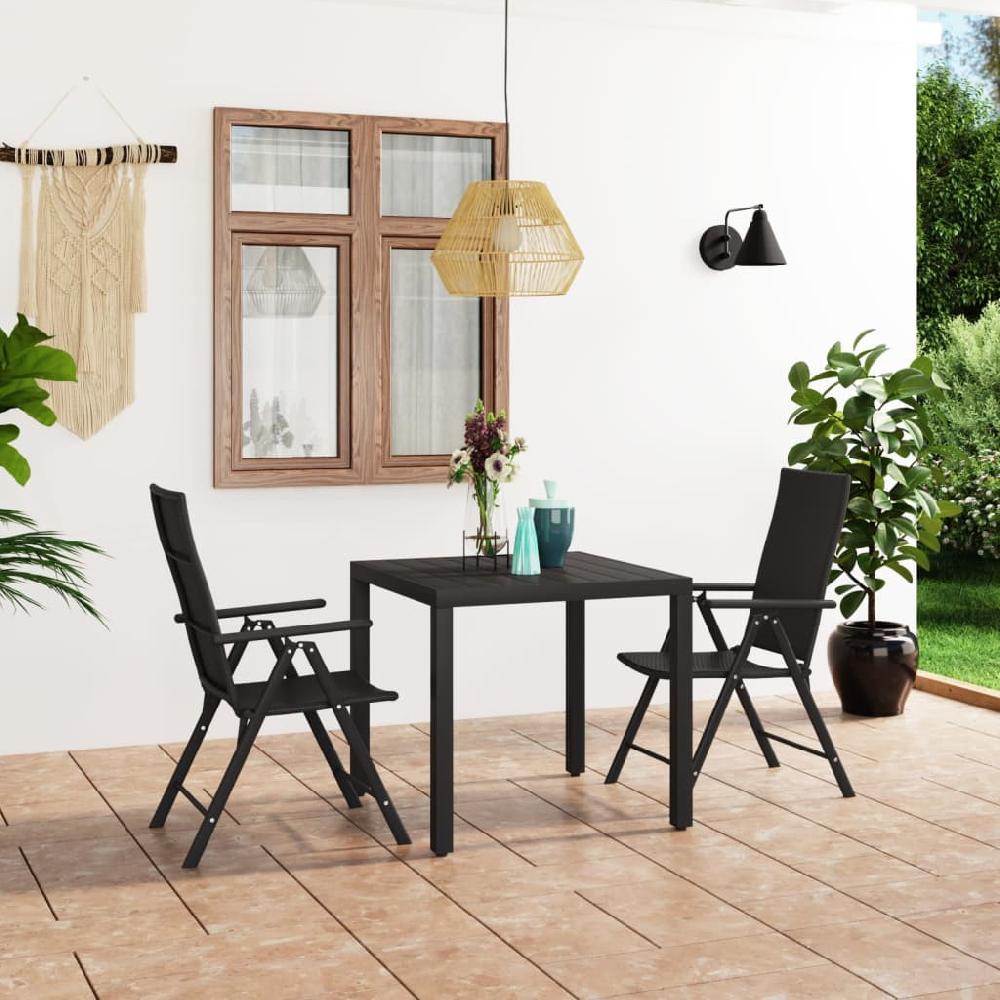 Juego de comedor de jardín 3 piezas | Conjunto de Jardín | Muebles de jardín negro CFW75729