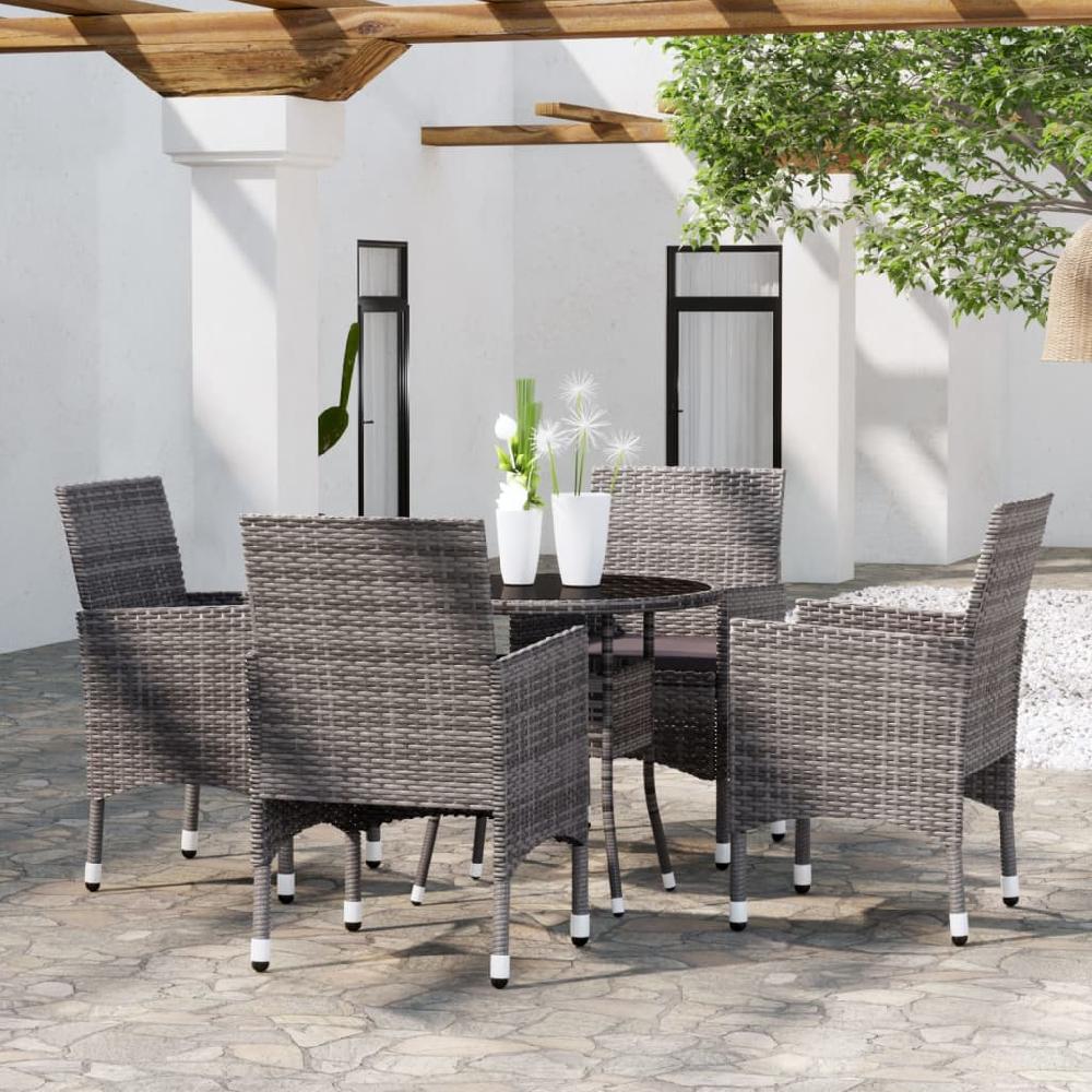 Juego de comedor de jardín 5 piezas Conjunto de comedor de exterior Conjunto de jardín ratán sintético gris CFW169785