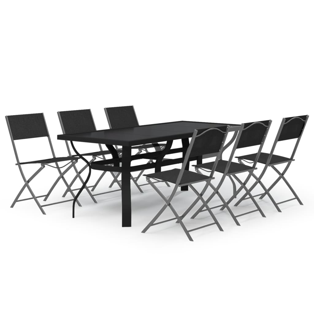 Juego De Comedor De Jardín 7 Piezas Conjunto De Comedor De Exterior Conjunto De Jardín Con Cojines Gris Y Negro CFW696898