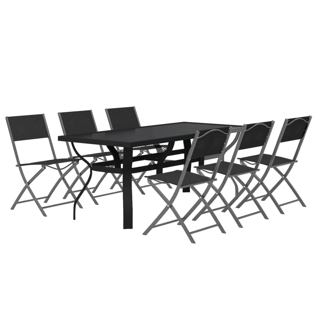 Juego De Comedor De Jardín 7 Piezas Conjunto De Comedor De Exterior Conjunto De Jardín Con Cojines Gris Y Negro CFW696898