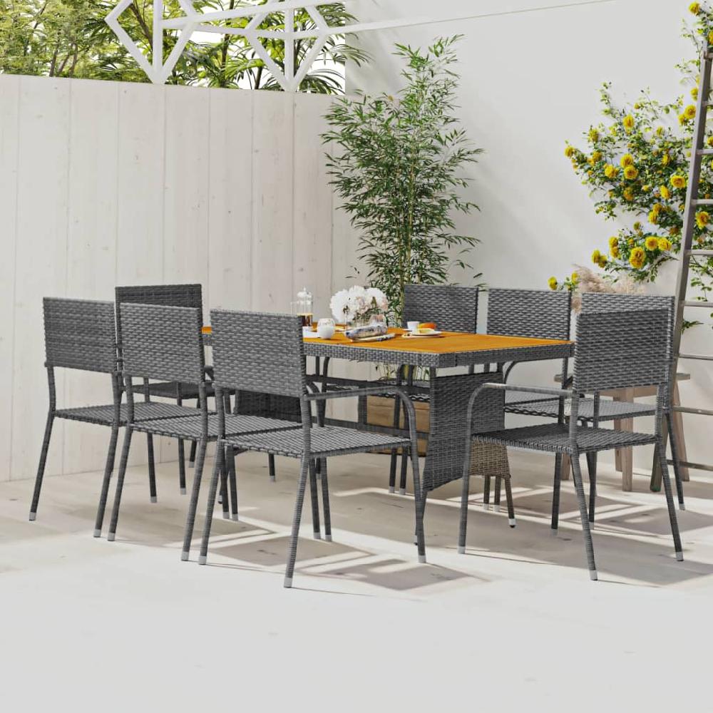 Juego De Comedor De Jardín 9 Uds | Muebles De Jardín Ratán Sintético Gris CFW75263