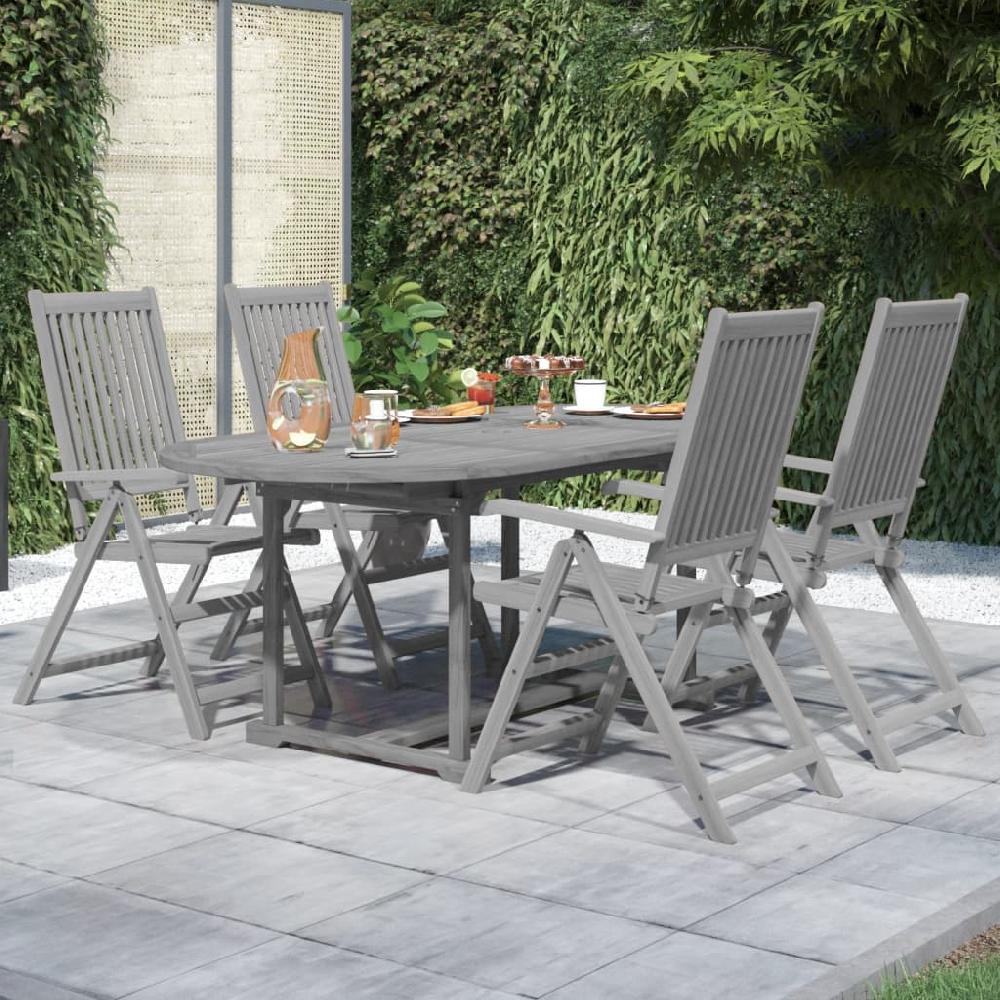 Juego de comedor de jardín de 5 piezas de madera maciza de acacia vidaXL