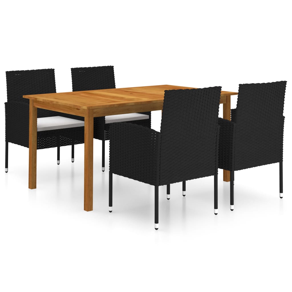 Juego de comedor de jardín de 5 piezas vidaXL negro