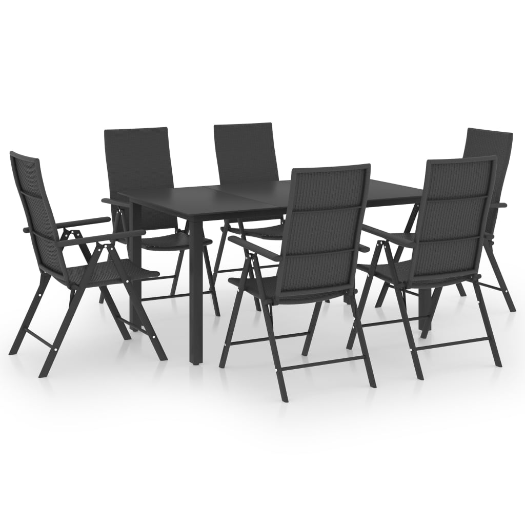 Juego De Comedor De Jardín De 7 Piezas VidaXL Negro
