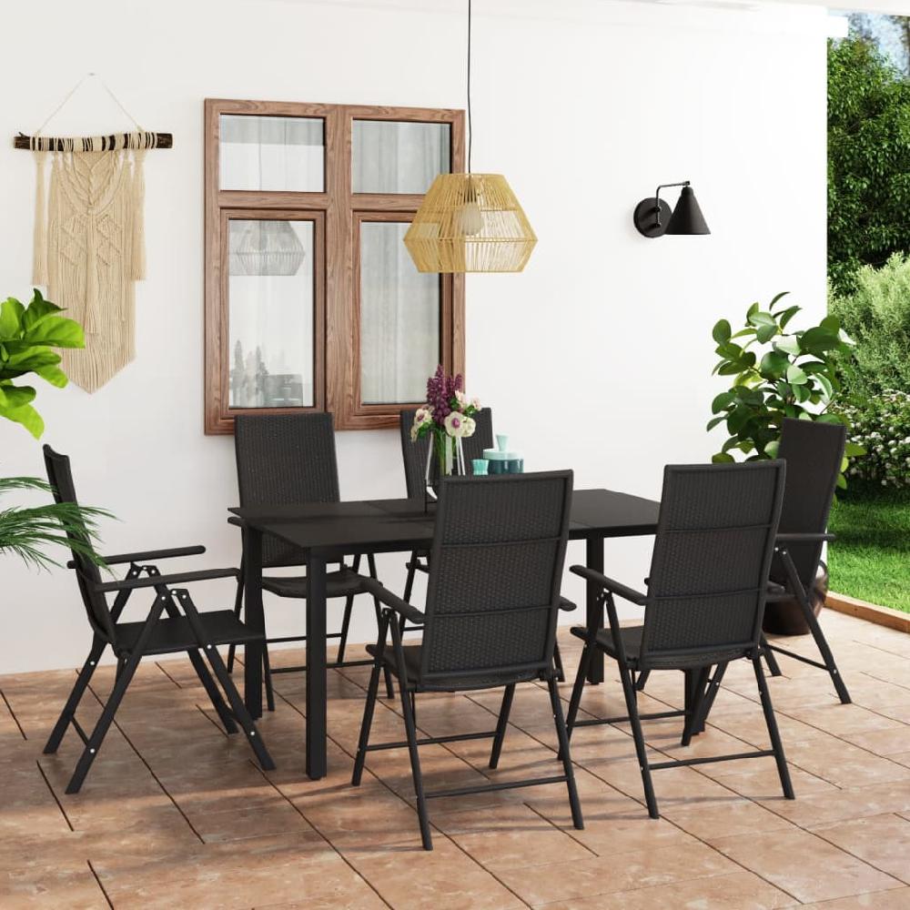 Juego de comedor de jardín de 7 piezas vidaXL negro