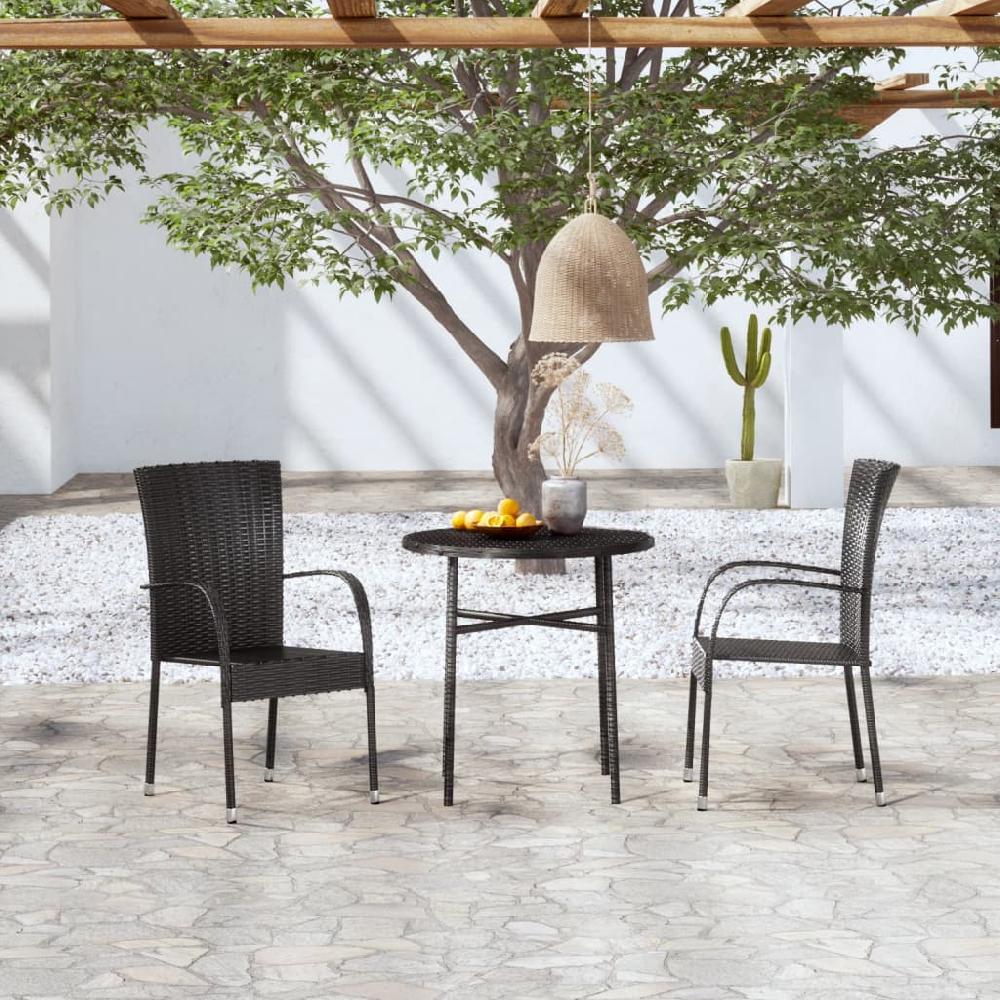 Juego de comedor para jardín 3 piezas Conjunto de comedor de exterior Conjunto de jardín ratán sintético negro CFW444177