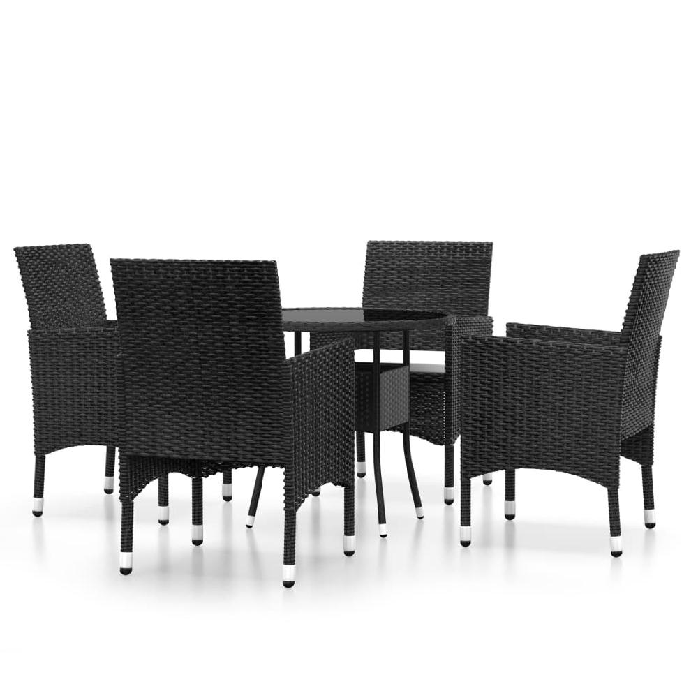 Juego De Comedor Para Jardín 5 Piezas Conjunto De Comedor De Exterior Conjunto De Jardín Ratán Sintético Negro CFW407353