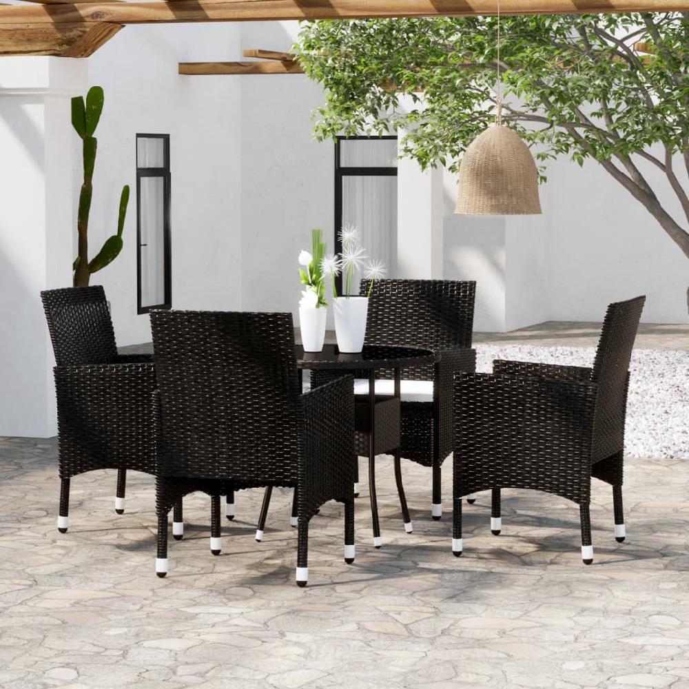Juego de comedor para jardín 5 piezas Conjunto de comedor de exterior Conjunto de jardín ratán sintético negro CFW407353