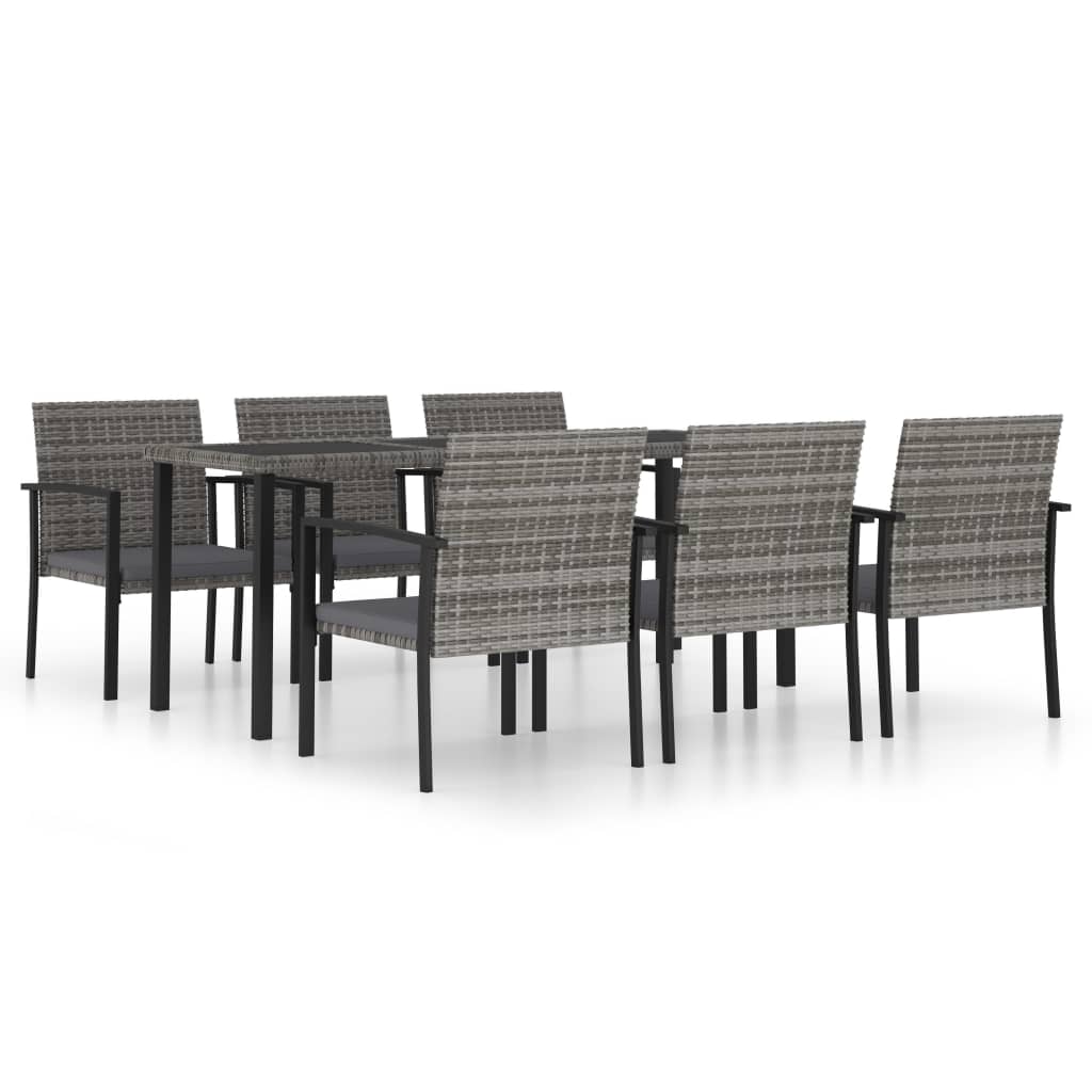 Juego De Comedor Para Jardín 7 Piezas Conjunto De Comedor De Exterior Conjunto De Jardín Ratán Sintético Gris CFW287543