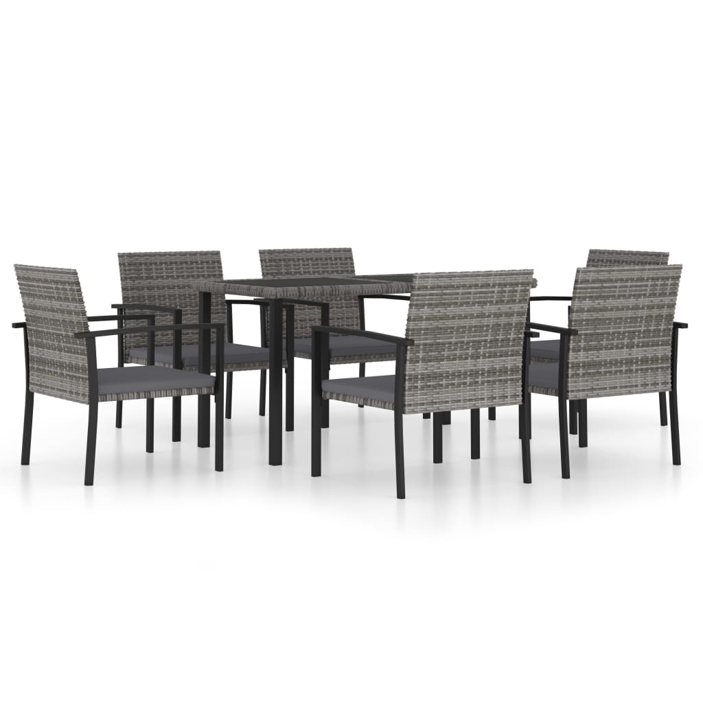 Juego De Comedor Para Jardín 7 Piezas Conjunto De Comedor De Exterior Conjunto De Jardín Ratán Sintético Gris CFW748224